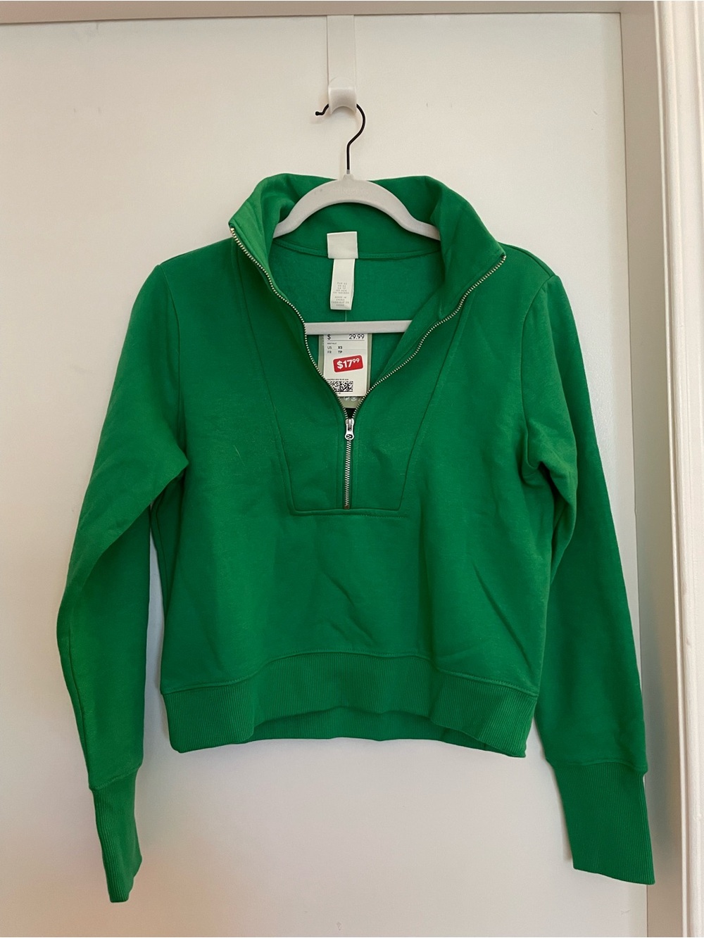 H&M Bright Green Half-Zip Turtleneck Sweater